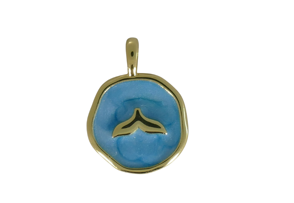 תליון אמייל מוזהב עגול זנב ליויתן ט...