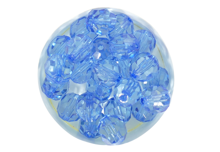 חרוזי פלסטיק קריסטל 12 ממ כחול