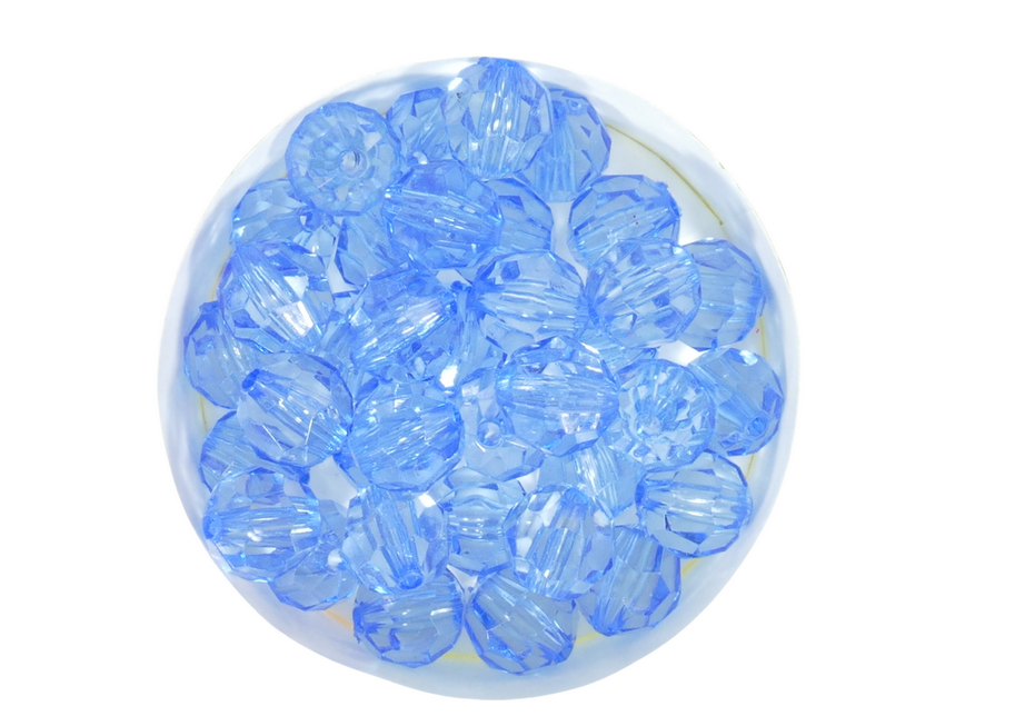 חרוזי פלסטיק קריסטל 10 ממ כחול