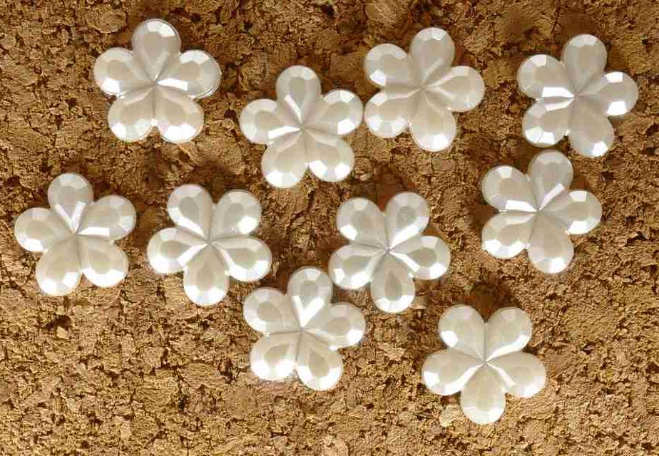 אבני פלסטיק להדבקה פנינה פרח לבן 16